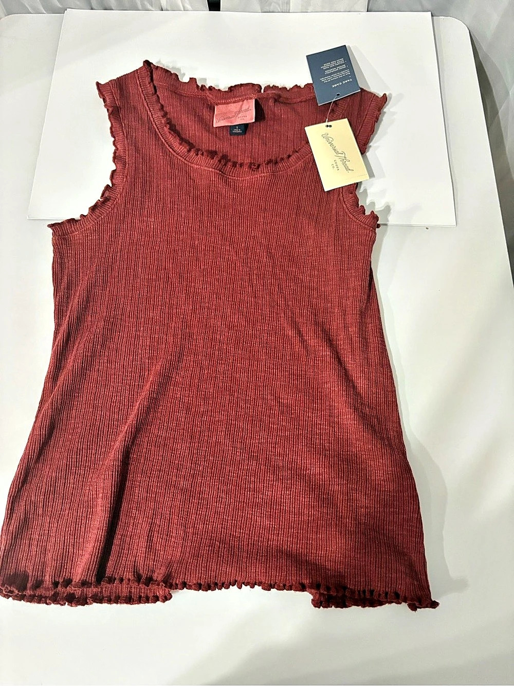 Free People Ribbed Raw-Edge Tank in Red Size Small NWT